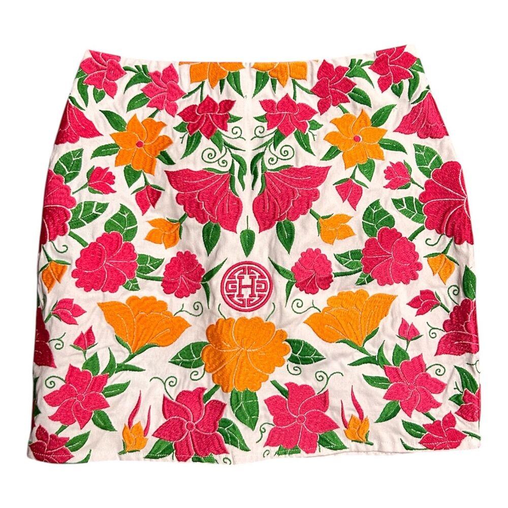 HERENCIA COLLECTION CLOTHING, Women's Floral Embroidered Mini Skirt, Small, Used